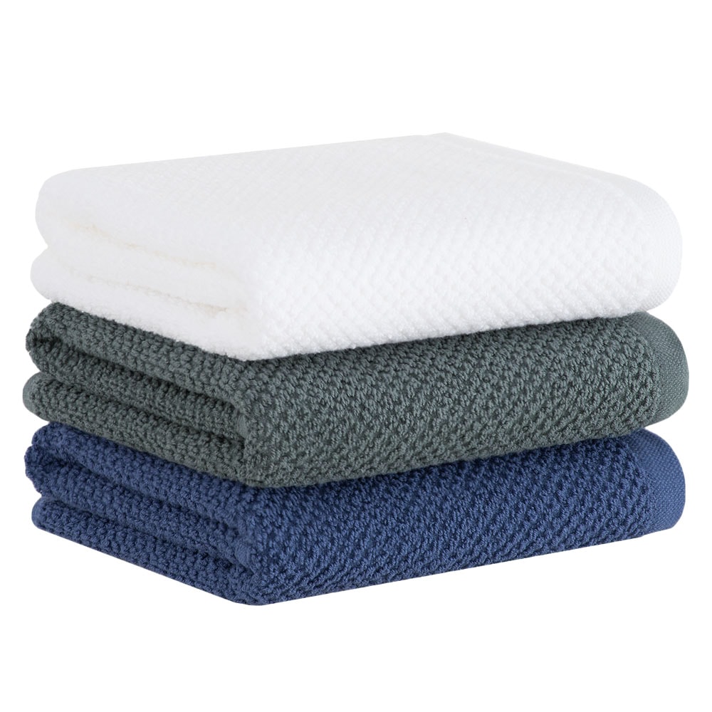 Kit 3 Peças Pano de Copa Buddemeyer Gourmet Branco, Azul e Verde 100% Algodão - Gramatura: 380 g/m²