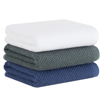 Kit 3 Peças Pano de Copa Buddemeyer Gourmet Branco, Azul e Verde 100% Algodão - Gramatura: 380 g/m²