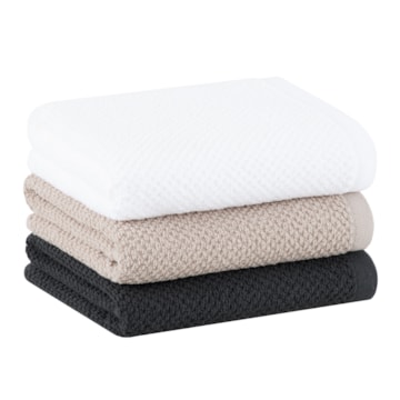 Kit 3 Peças Pano de Copa Buddemeyer Gourmet Branco, Bege e Cinza 100% Algodão - Gramatura: 380 g/m²
