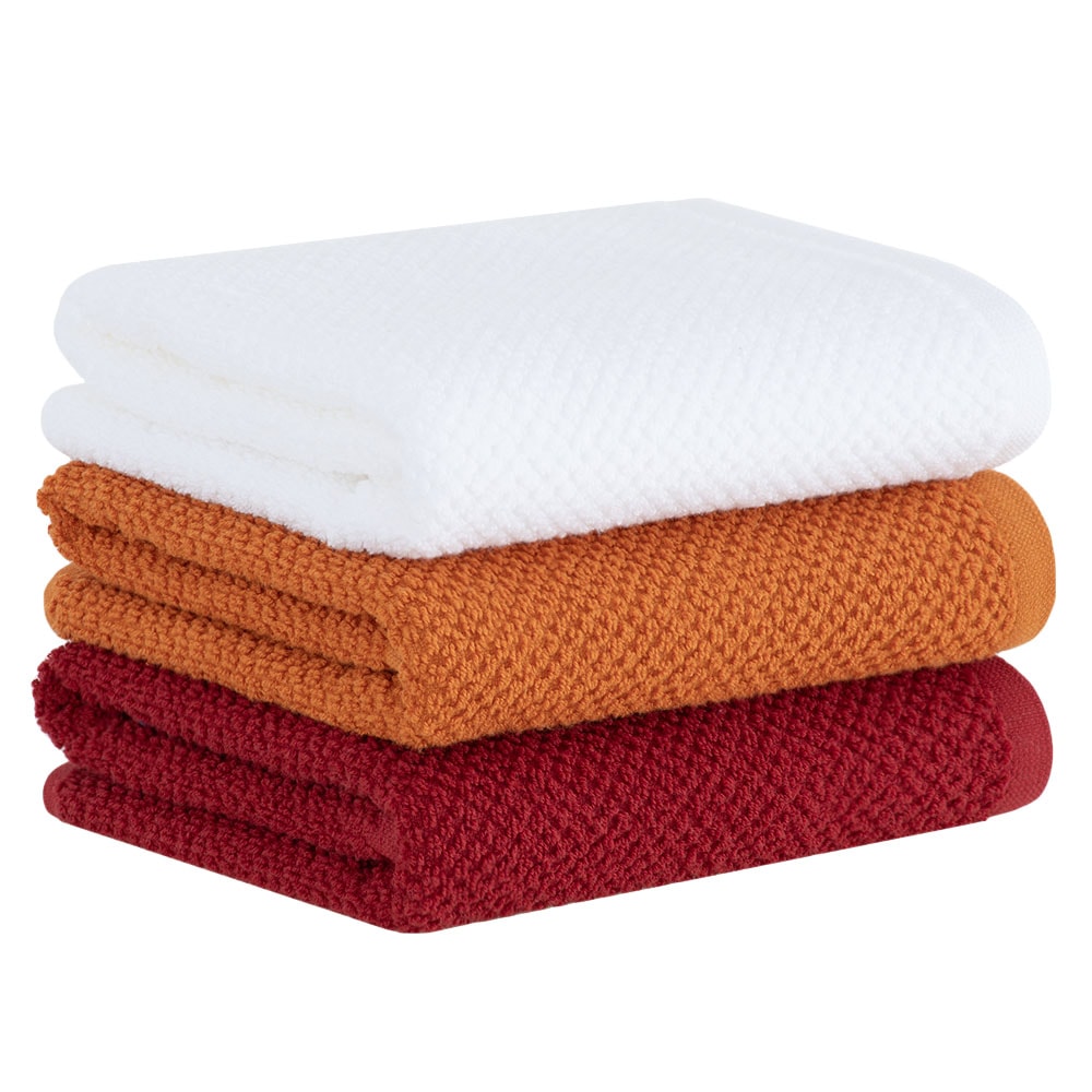 Kit 3 Peças Pano de Copa Buddemeyer Gourmet Branco, Laranja e Vermelho 100% Algodão - Gramatura: 380 g/m²