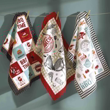 Kit 3 Peças Pano de Copa Dohler Barbecue 100% Algodão