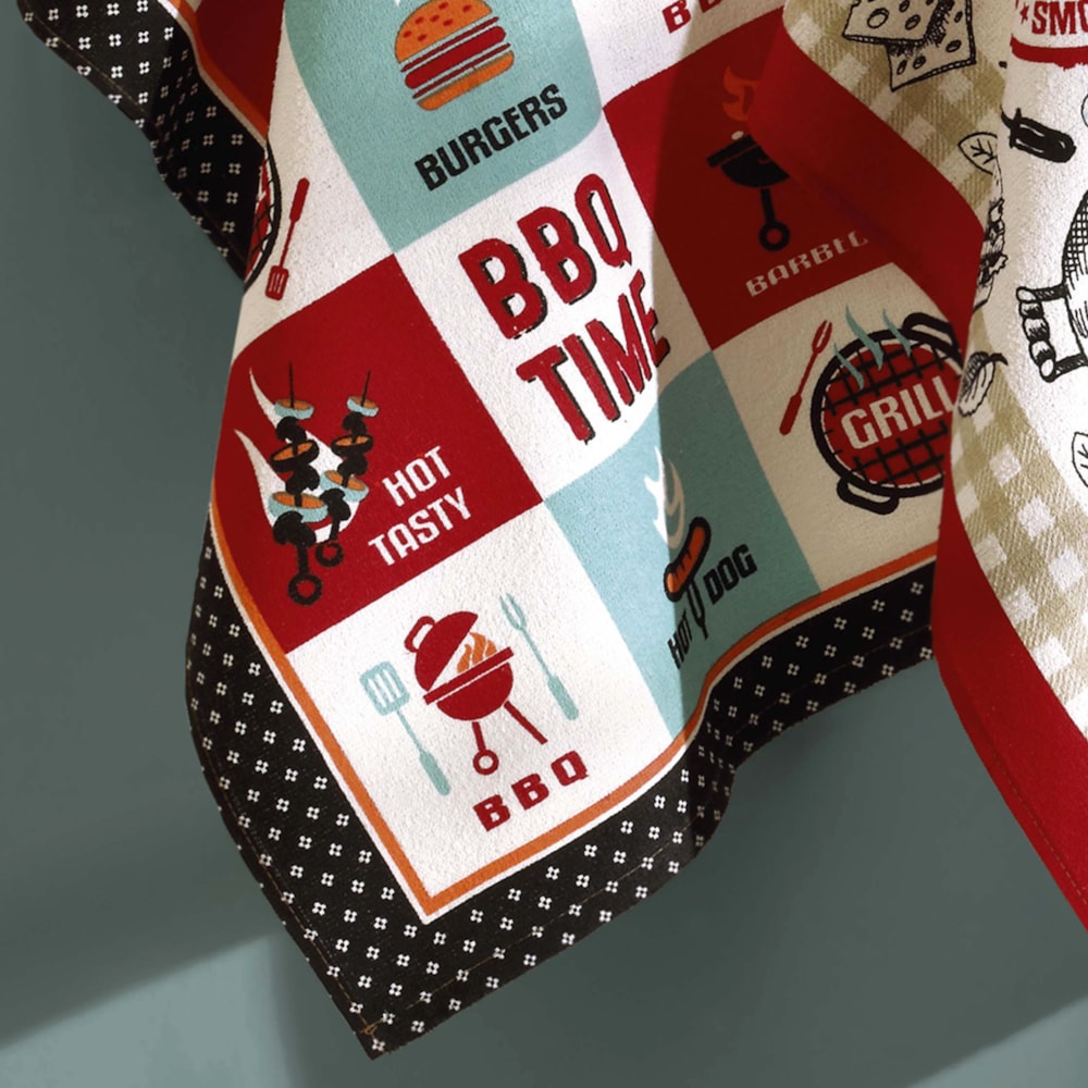 Kit 3 Peças Pano de Copa Dohler Barbecue 100% Algodão