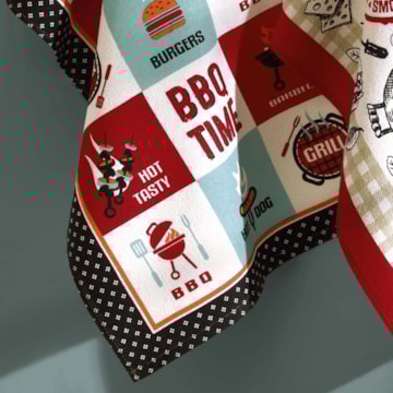 Kit 3 Peças Pano de Copa Dohler Barbecue 100% Algodão