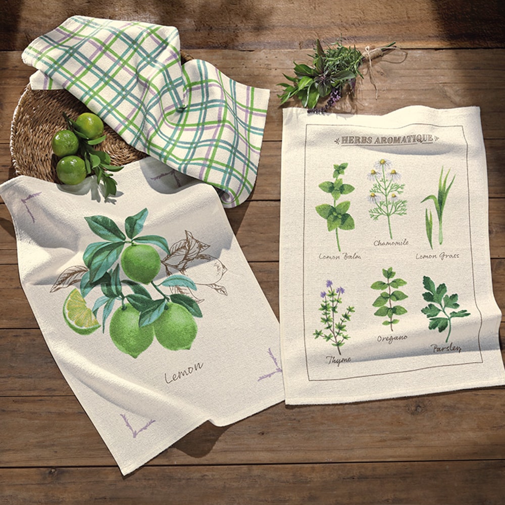 Kit 3 Peças Pano de Copa Dohler Botânica Limone 100% Algodão