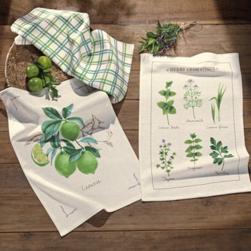 Kit 3 Peças Pano de Copa Dohler Botânica Limone 100% Algodão