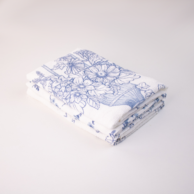 Kit 3 Peças Pano de Copa Dohler Floral Sereno 100% Algodão