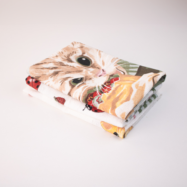 Kit 3 Peças Pano de Copa Dohler Fofuras 100% Algodão