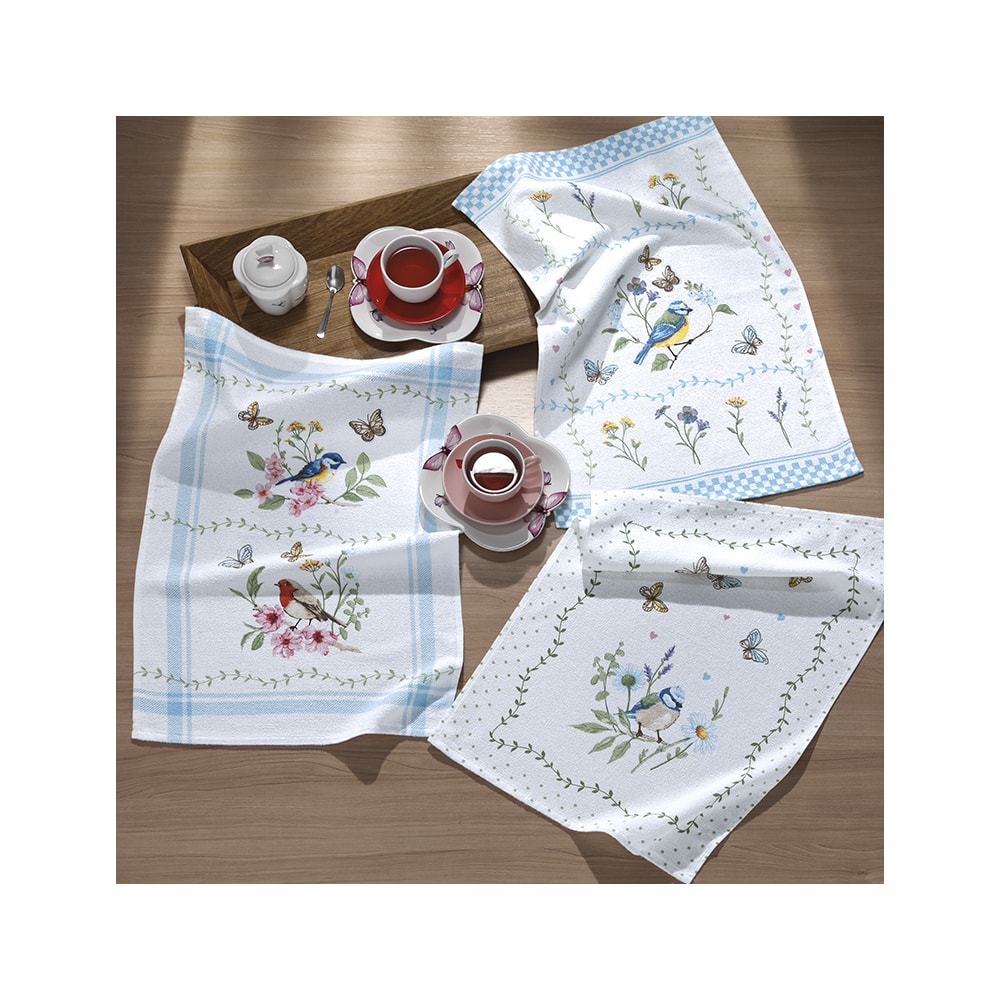 Kit 3 Peças Pano de Copa Dohler Jardim 100% Algodão