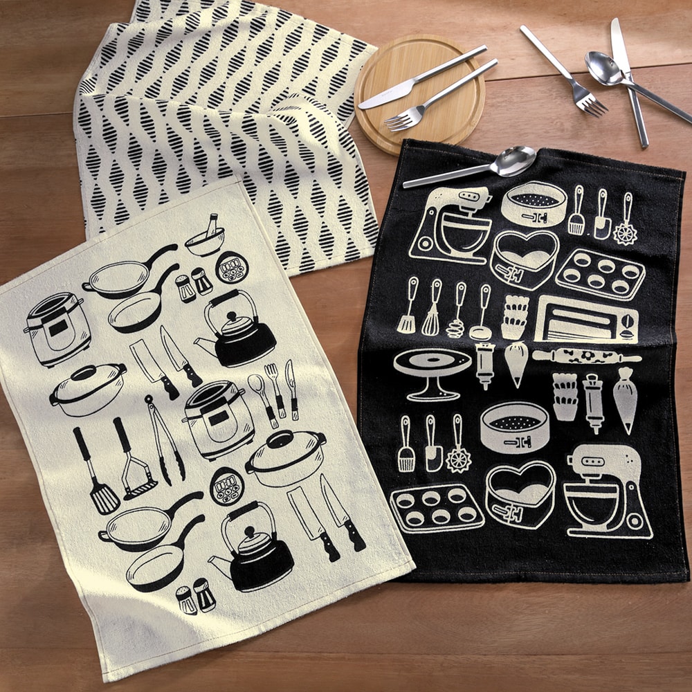 Kit 3 Peças Pano de Copa Dohler Menu 100% Algodão