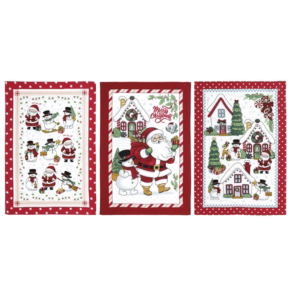 Kit 3 Peças Pano de Copa Dohler Natal Amigos do Noel 100% Algodão