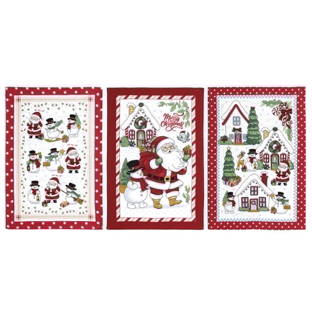 Kit 3 Peças Pano de Copa Dohler Natal Amigos do Noel 100% Algodão