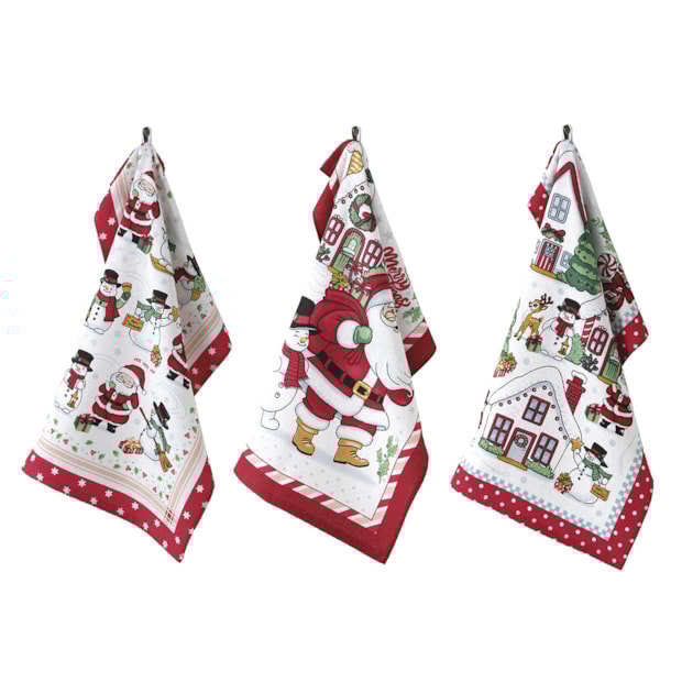 Kit 3 Peças Pano de Copa Dohler Natal Amigos do Noel 100% Algodão