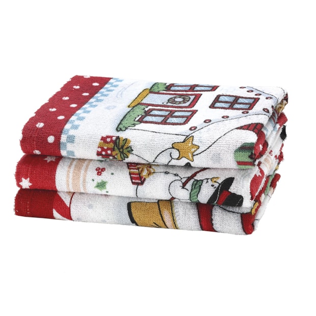 Kit 3 Peças Pano de Copa Dohler Natal Amigos do Noel 100% Algodão