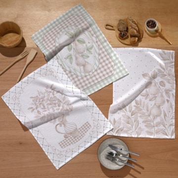 Kit 3 Peças Pano de Copa Dohler Outono Floral 100% Algodão