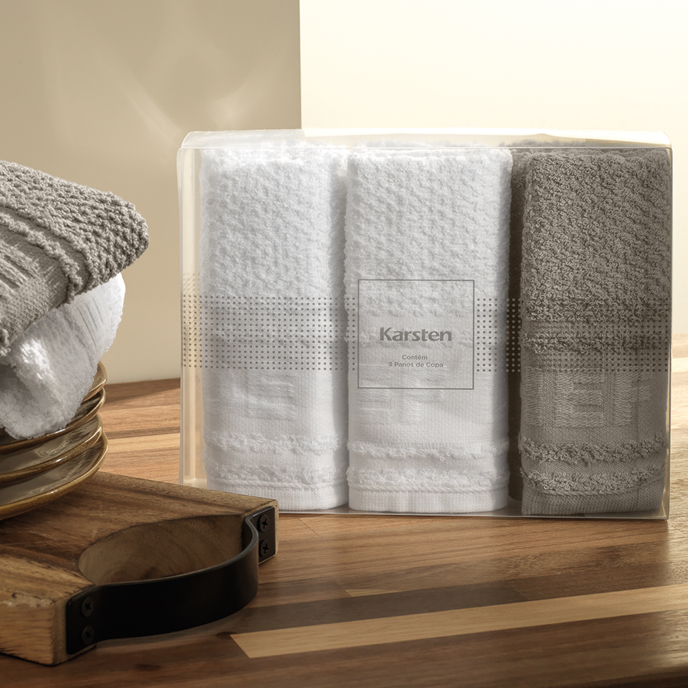 Kit 3 Peças Pano de Copa Karsten Cuisine 100% Algodão