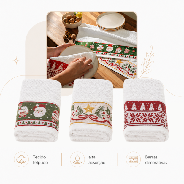 Kit 3 Peças Pano de Copa Karsten Natalino