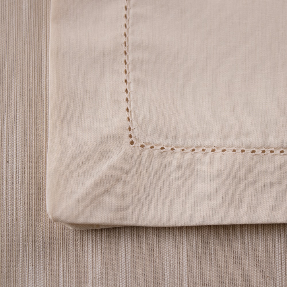 Kit 4 peças Guardanapo de Tecido À Jour Bege Percal 100% Algodão