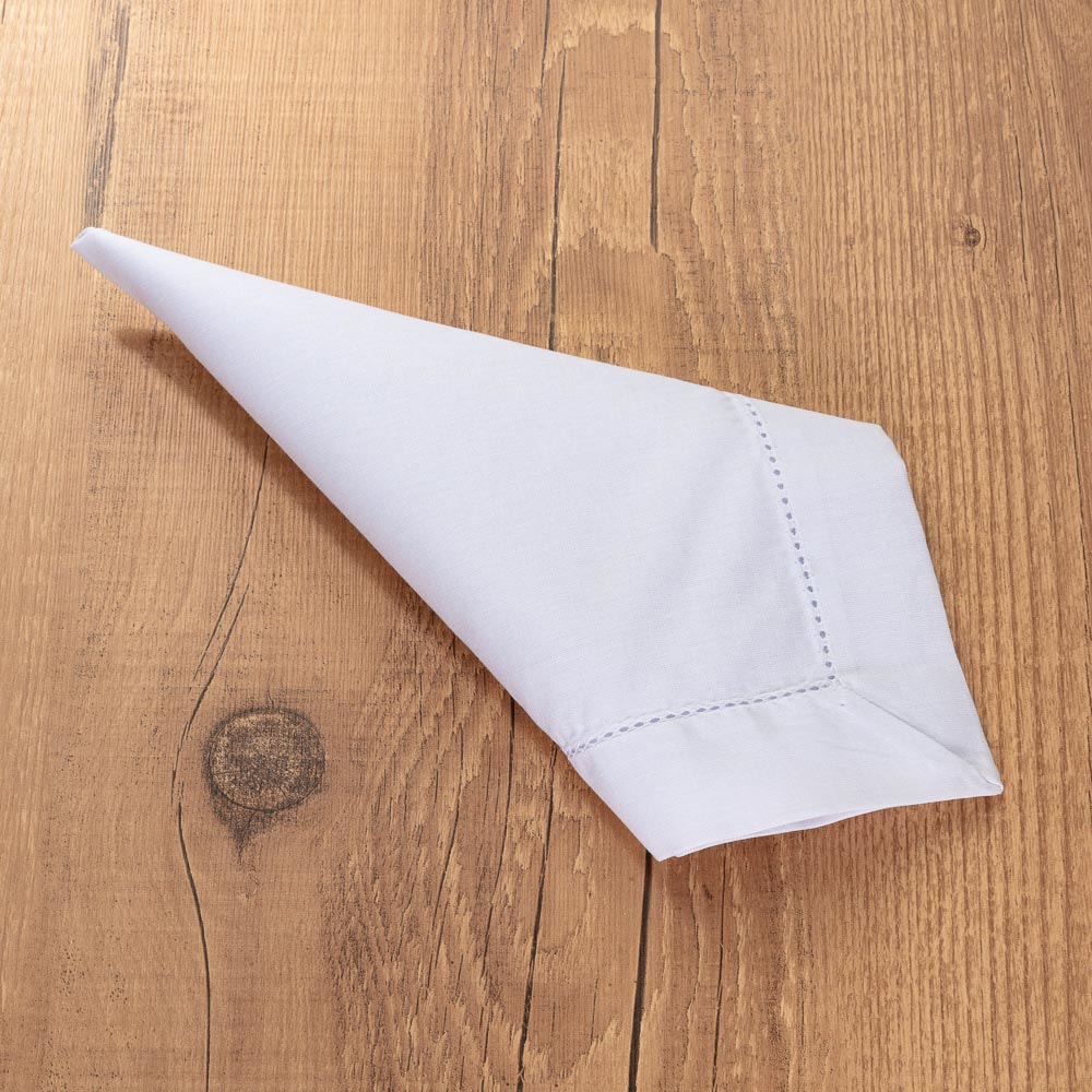 Kit 4 peças Guardanapo de Tecido À Jour Branco Percal 100% Algodão