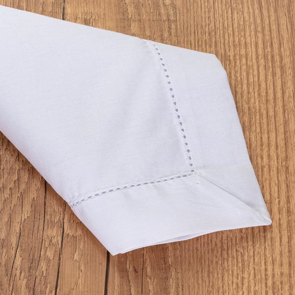 Kit 4 peças Guardanapo de Tecido À Jour Branco Percal 100% Algodão