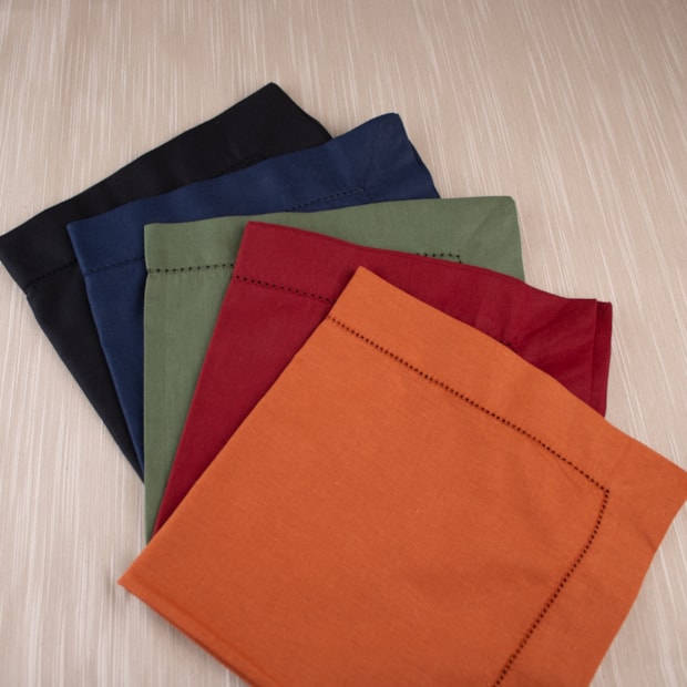 Kit 4 peças Guardanapo de Tecido À Jour Navy Percal 100% Algodão