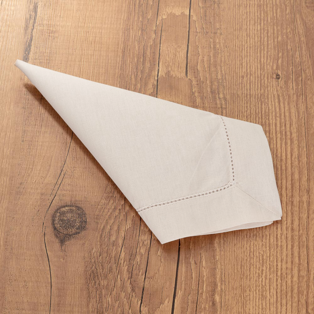 Kit 4 peças Guardanapo de Tecido Casa Argivai À Jour Marfim Percal 100% Algodão 40cm x 40cm