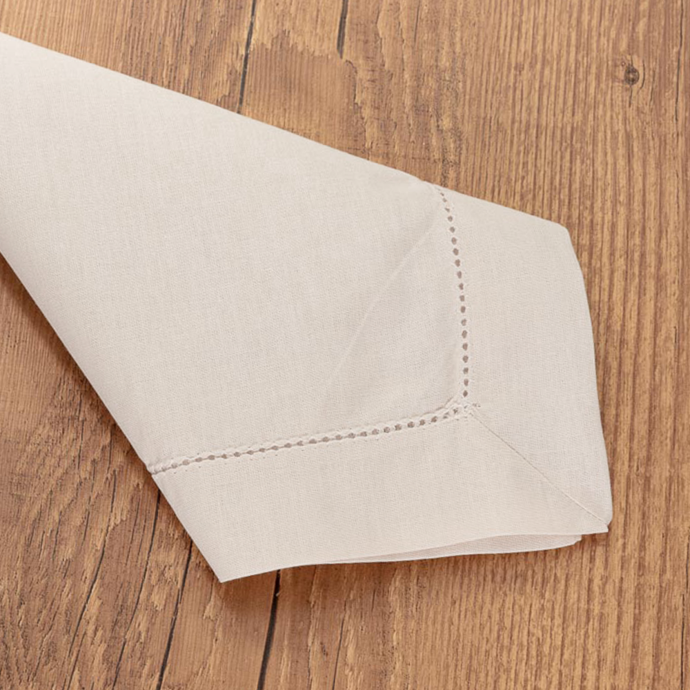 Kit 4 peças Guardanapo de Tecido Casa Argivai À Jour Marfim Percal 100% Algodão 40cm x 40cm