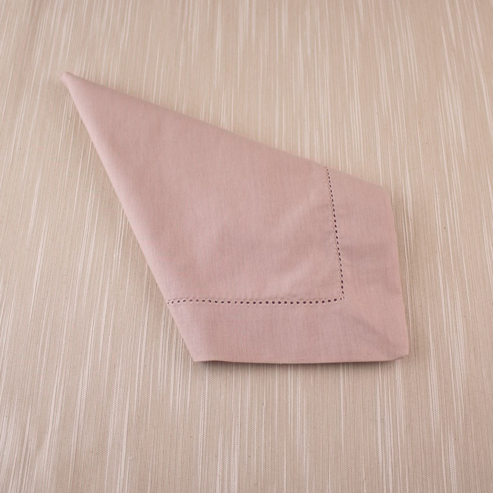 Kit 4 peças Guardanapo de Tecido Casa Argivai À Jour Rosé Percal 100% Algodão 40cm x 40cm