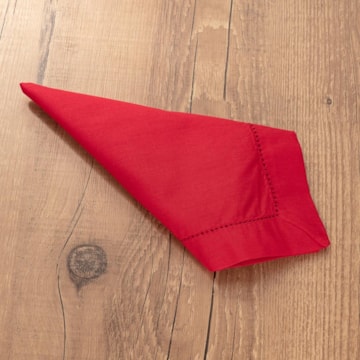 Kit 4 peças Guardanapo de Tecido Casa Argivai À Jour Vermelho Laca Percal 100% Algodão