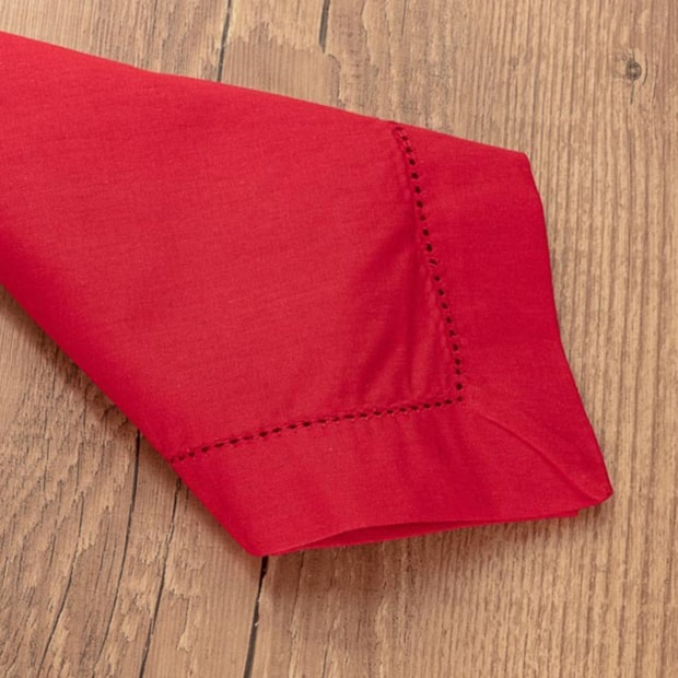 Kit 4 peças Guardanapo de Tecido Casa Argivai À Jour Vermelho Laca Percal 100% Algodão