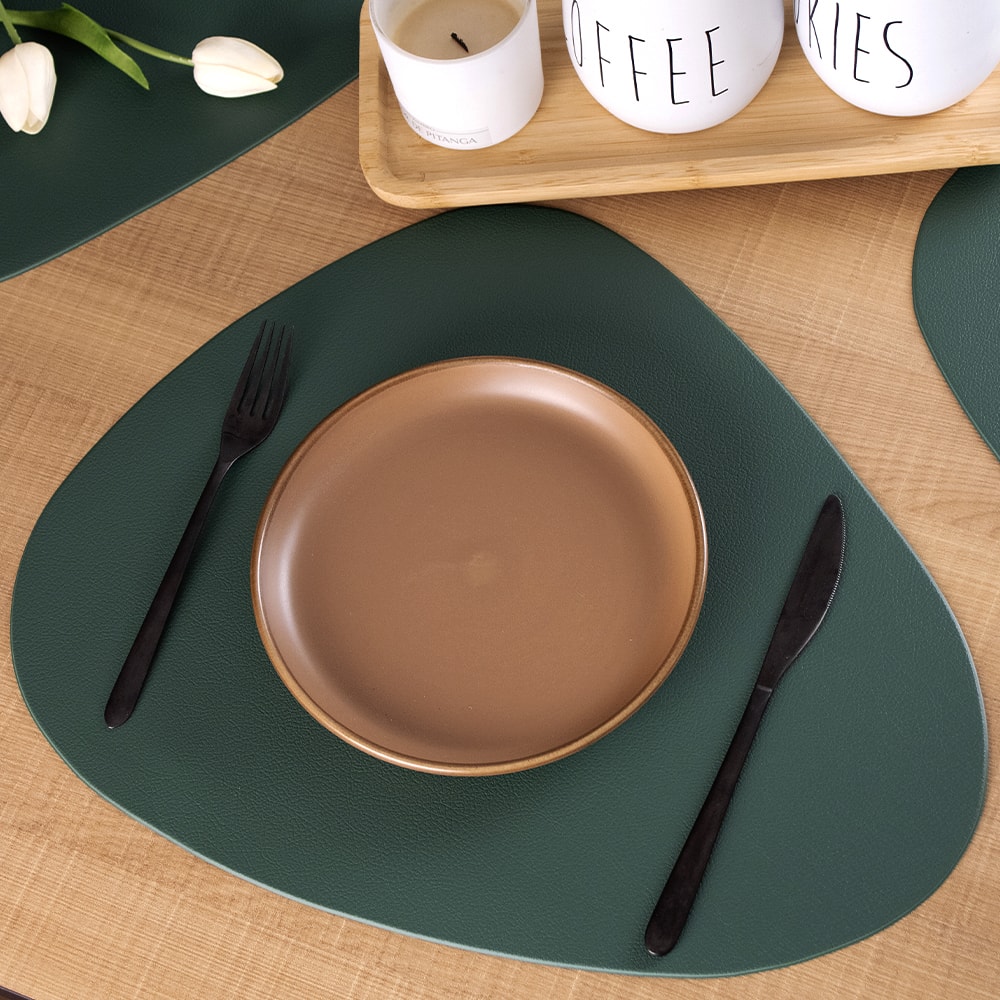 Kit 4 Peças Jogo Americano Abstrato PVC Três Lagoas Impermeável 38cm