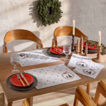 Kit 4 Peças Jogo Americano Dohler Clean Estampado Digital Bosque de Natal