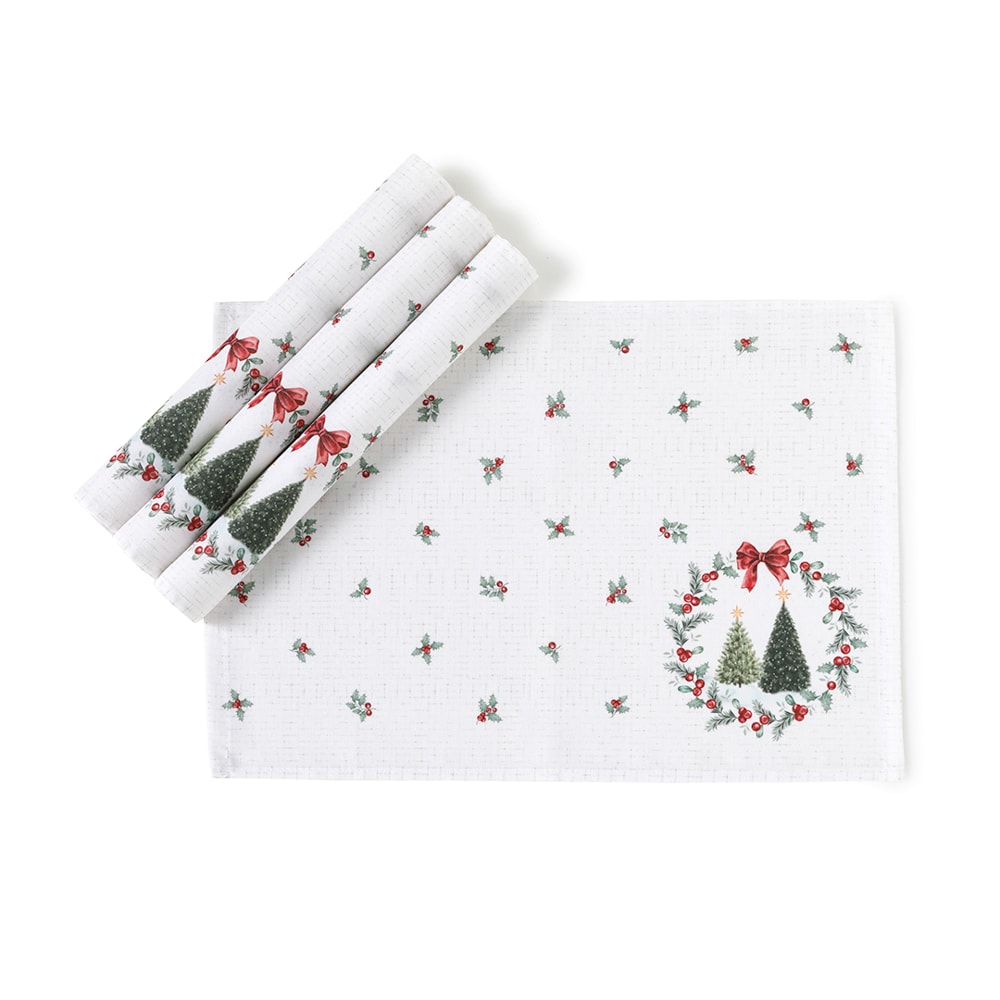Kit 4 Peças Jogo Americano Dohler Clean Estampado Digital Bosque de Natal