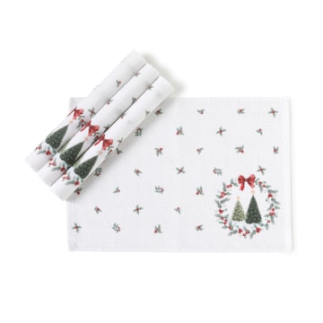 Kit 4 Peças Jogo Americano Dohler Clean Estampado Digital Bosque de Natal