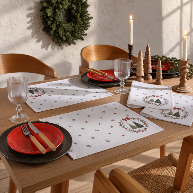 Kit 4 Peças Jogo Americano Dohler Clean Estampado Digital Bosque de Natal