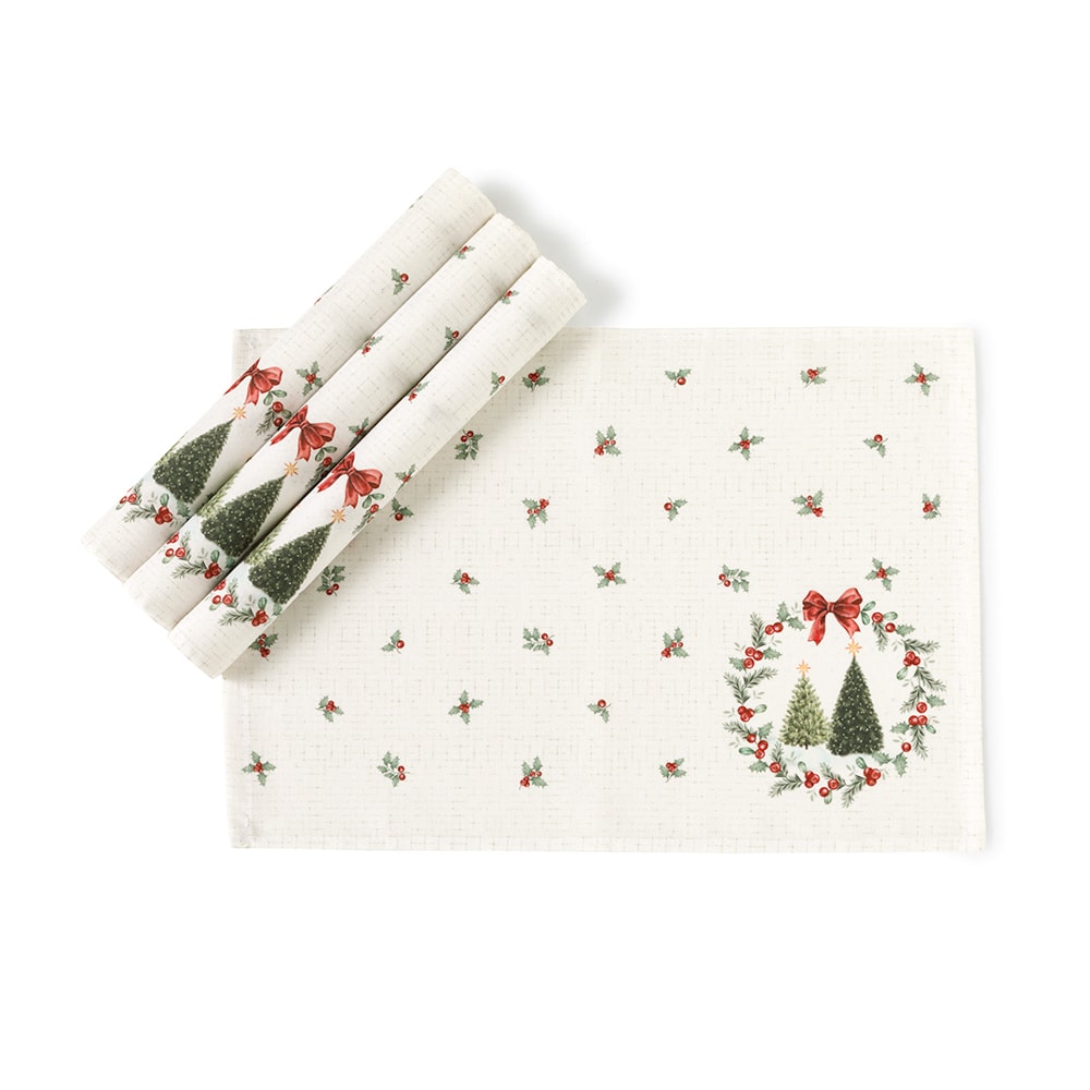 Kit 4 Peças Jogo Americano Dohler Clean Estampado Digital Bosque de Natal