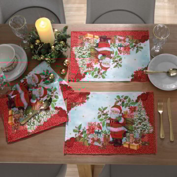 Kit 4 Peças Jogo Americano Dohler Clean Estampado Digital Natal Papai Noel