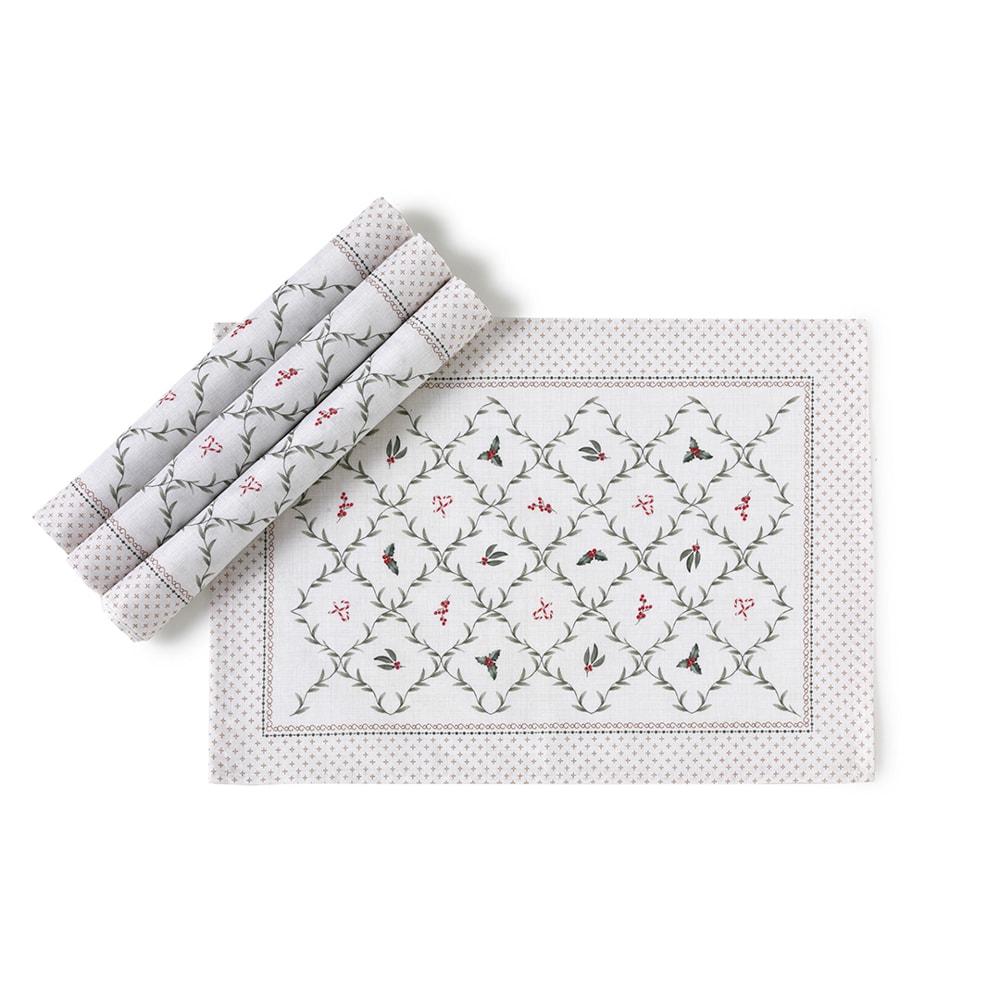 Kit 4 Peças Jogo Americano Dohler Clean Estampado Digital Trama Natalina