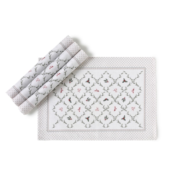 Kit 4 Peças Jogo Americano Dohler Clean Estampado Digital Trama Natalina