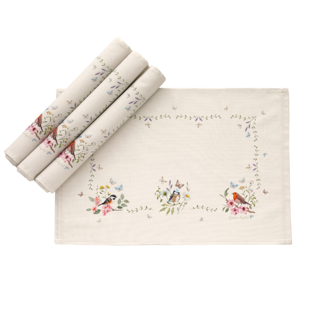 Kit 4 Peças Jogo Americano Dohler Clean Renova Estampado Digital Jardim Off White