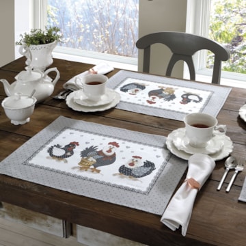 Kit 4 Peças Jogo Americano Dohler Clean Renova Estampado Digital Lia Galinhas
