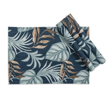 Kit 4 Peças Jogo Americano Impermeável Karsten Atlântica Azul