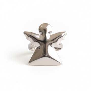 Kit 4 Peças Porta Guardanapo de Metal Prata Anjos do Natal