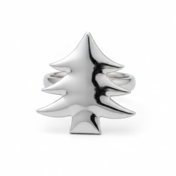 Kit 4 Peças Porta Guardanapo de Metal Prata Pinheirinho de Natal