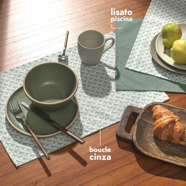 Kit 6 Peças Jogo Americano Impermeável Karsten Boucle Cinza