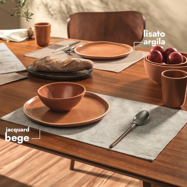 Kit 6 Peças Jogo Americano Impermeável Karsten Jacquard Bege