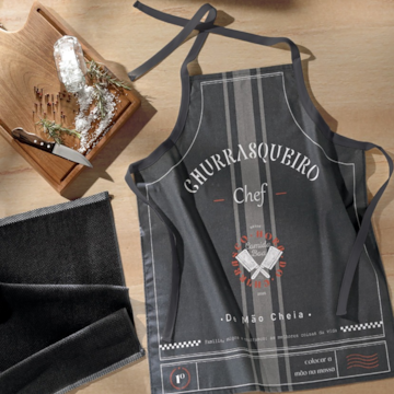 Kit Avental de Cozinha Dohler Clean Antimanchas Churrasqueiro + Pano de Copa Uni Preto
