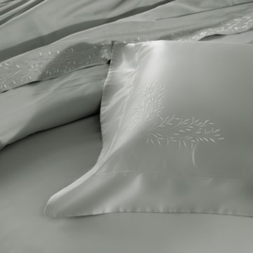 Kit Capa para Edredom Duvet Queen Kacyumara Taiti Bordado 100% Algodão Egípcio Percal 300 Fios c/ Fronhas (3 Peças)