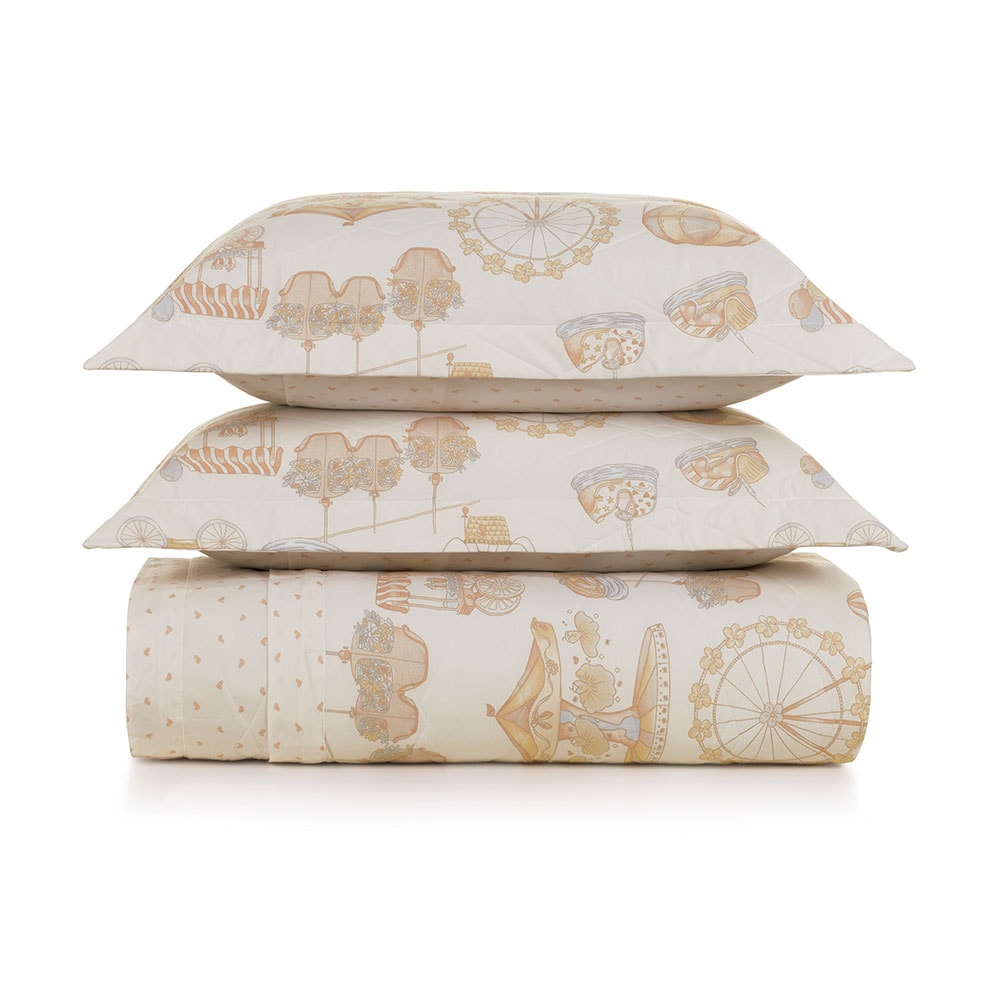 Kit Cobre-Leito Casal Infantil Karsten Vick Dupla Face 100% Algodão Percal 200 Fios c/ Porta Travesseiro (3 Peças)