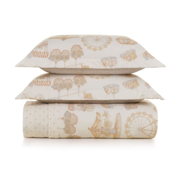 Kit Cobre-Leito Casal Infantil Karsten Vick Dupla Face 100% Algodão Percal 200 Fios c/ Porta Travesseiro (3 Peças)