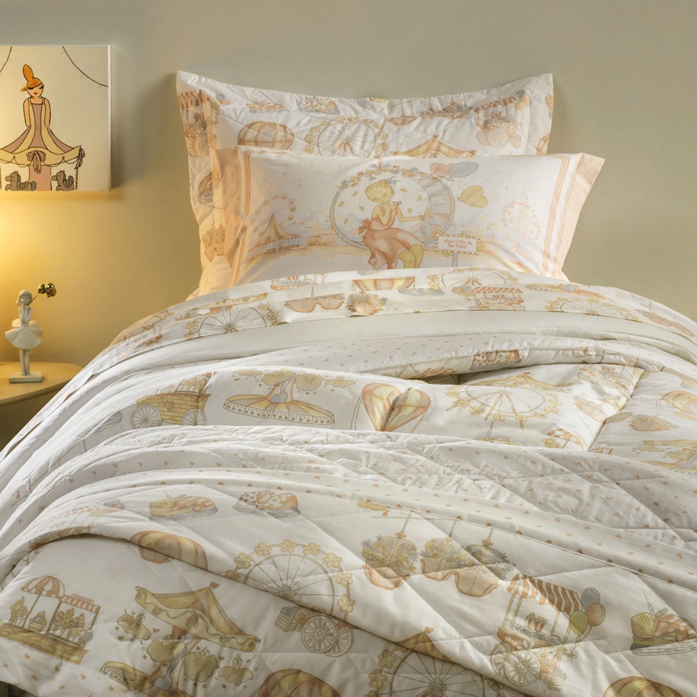 Kit Cobre-Leito Casal Infantil Karsten Vick Dupla Face 100% Algodão Percal 200 Fios c/ Porta Travesseiro (3 Peças)